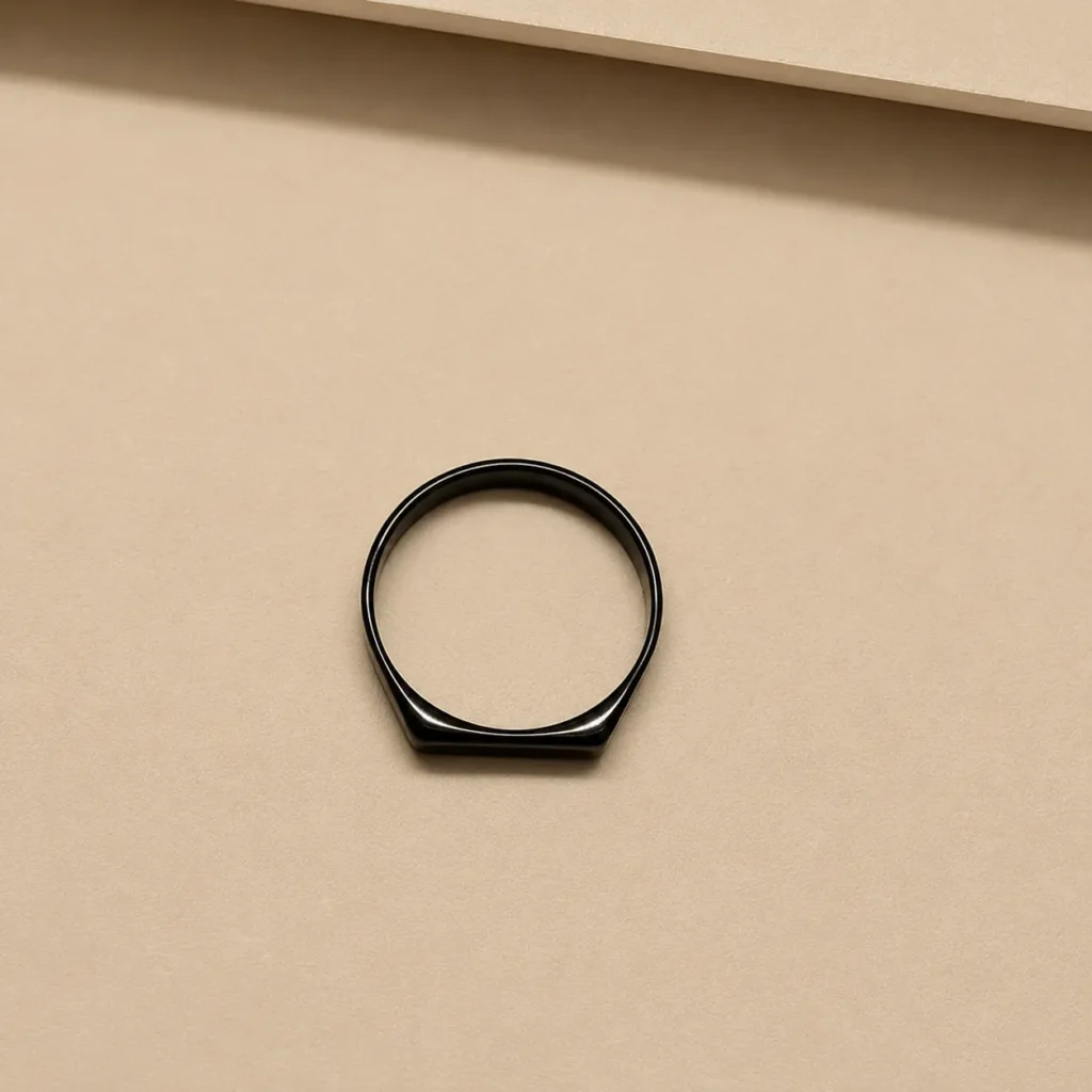 Black Stainless Steel Signet Ring for Men