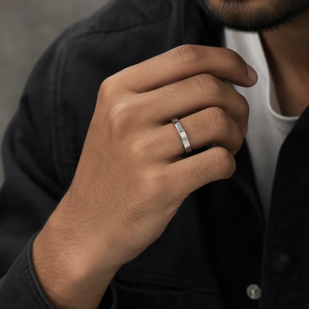 Minimalist Silver Stainless Steel Ring for Men
