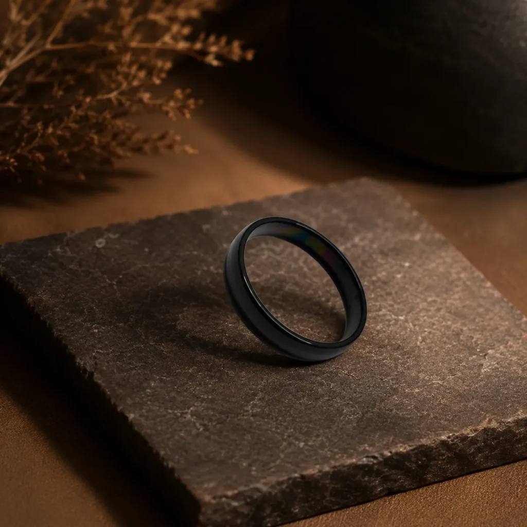 Classic Black Stainless Steel Band Ring for Men