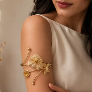 Gold-Tone Floral Open Upper Armlet