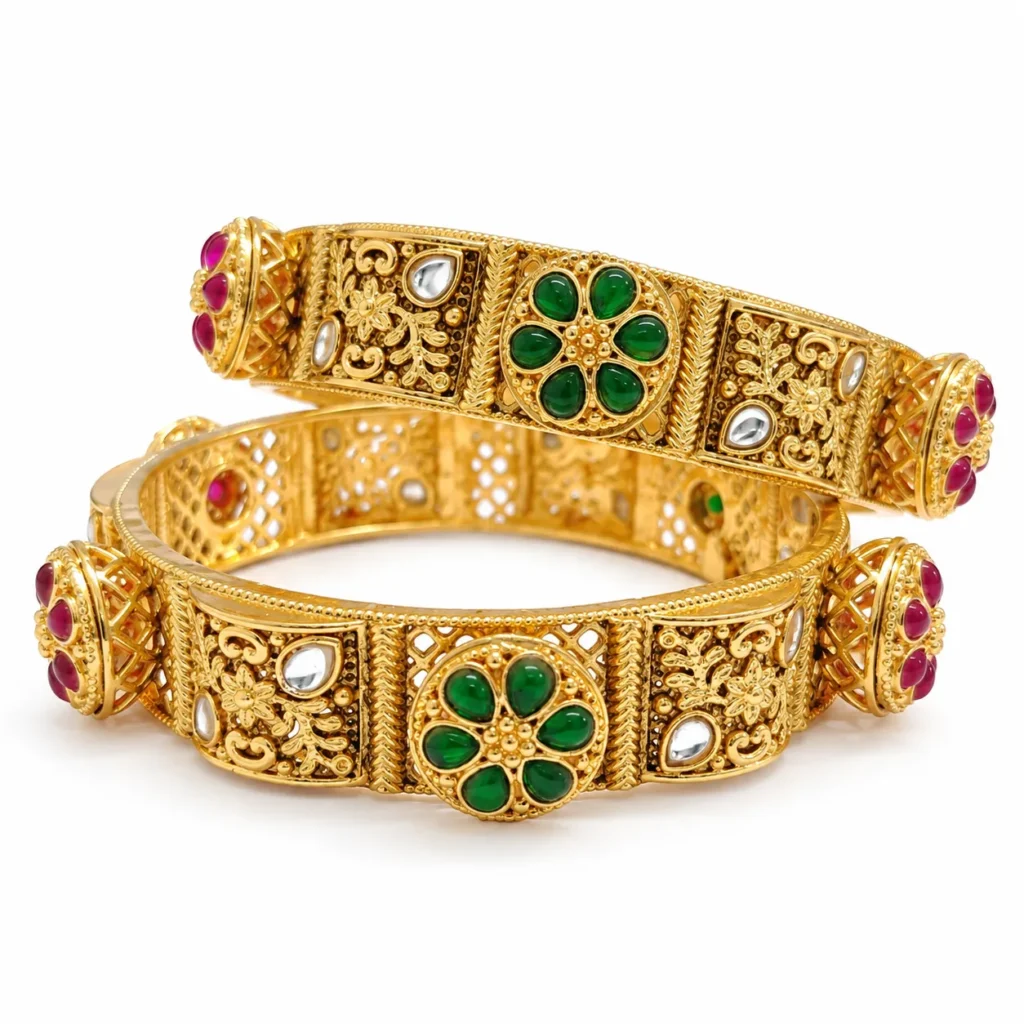 Gold Tone Rajwadi Style Traditional Bangle – view 2