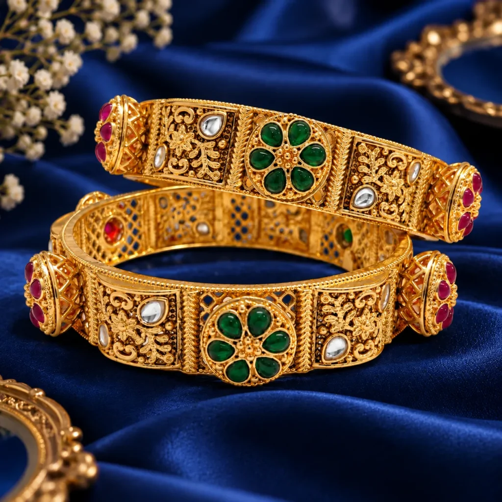 Gold Tone Rajwadi Style Traditional Bangle – view 6