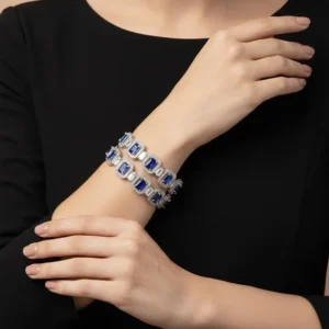 Stylish Cubic Zirconia Silver-Tone Bangles
