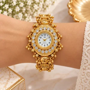 Designer Gold-Plated Bracelet Watch