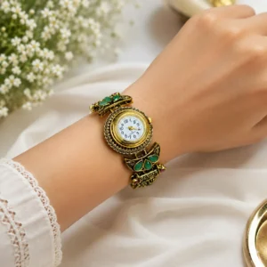 Royal Rajwadi Antique Gold-Plated Bracelet Watch