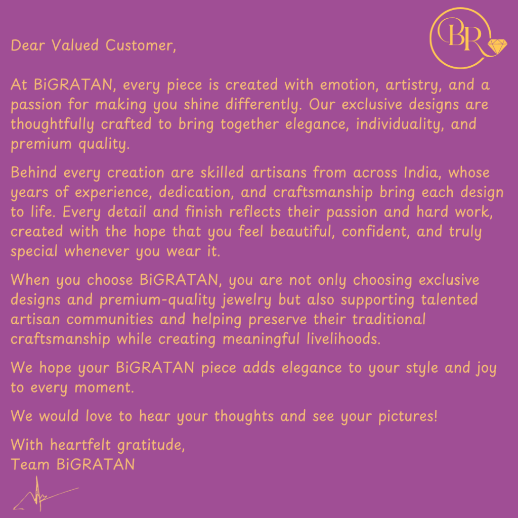 BiGRATAN thank-you card included with the order